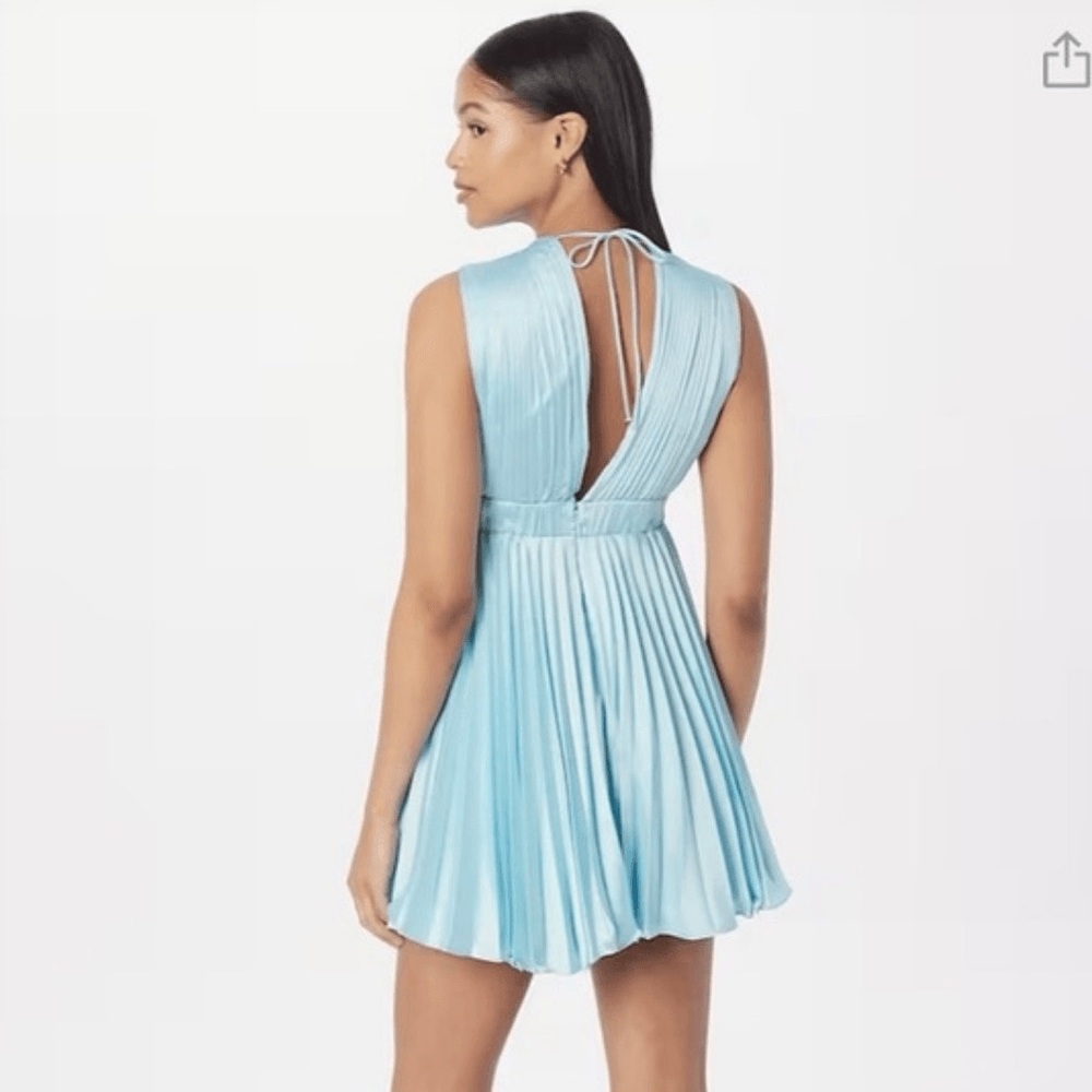 Abercrombie & Fitch blue plunge Pleated mini dress